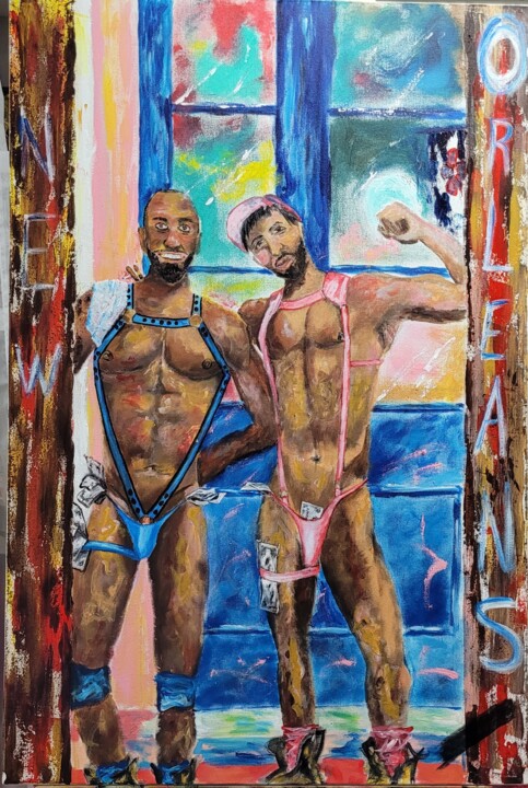 Painting titled "New Orleans adonis" by Orniartho, Original Artwork, Acrylic
