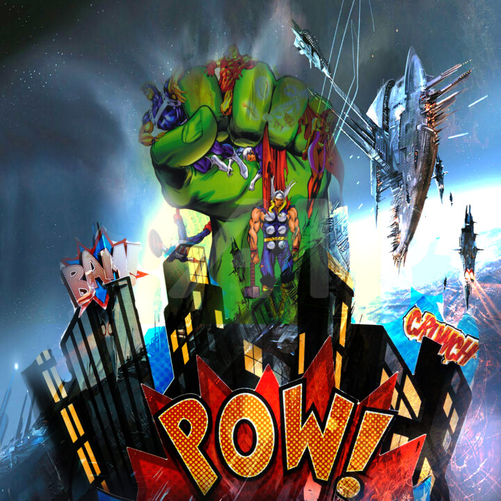 Digital Arts titled "pow comic print" by Oroba Nafees, Original Art, 2D Digital Work