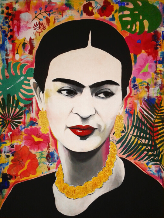 Painting titled "Frida Kahlo" by Orsi Patai, Original Artwork, Acrylic