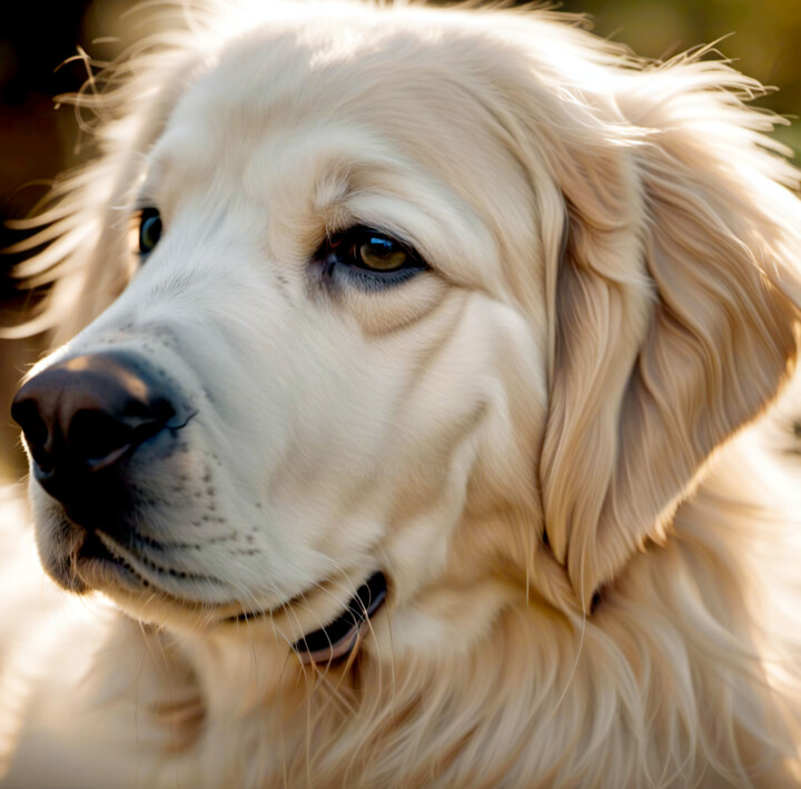 Arts numériques intitulée "White golden retrie…" par Melih Ortatepe, Œuvre d'art originale, Peinture numérique