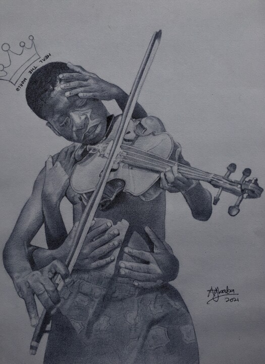 Drawing titled "The Psalmists; Ench…" by Oryiman Agbaka (St Valentino de Augusto), Original Artwork, Ballpoint pen