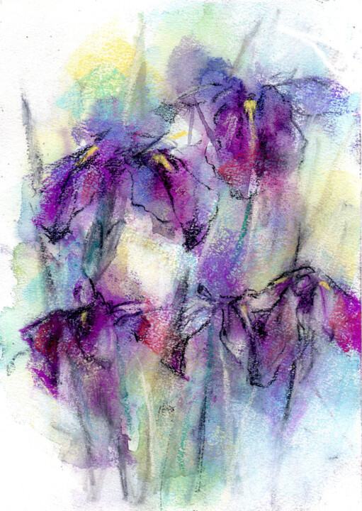 Painting titled "Iris" by Osam Fukuda, Original Artwork, Pastel