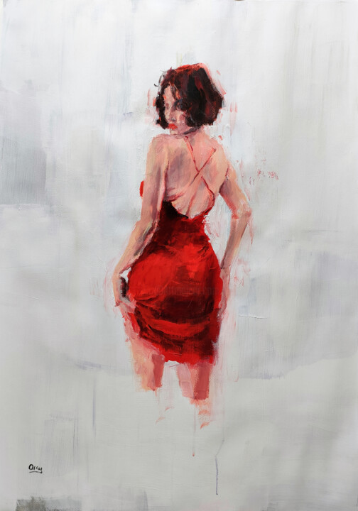 Malarstwo zatytułowany „w.red-1” autorstwa Oscar Alvarez, Oryginalna praca, Akryl