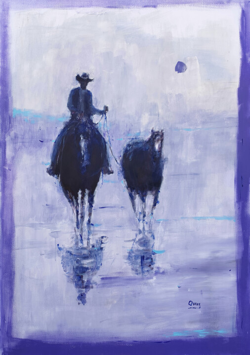 Painting titled "cowboy 6" by Oscar Alvarez, Original Artwork, Acrylic