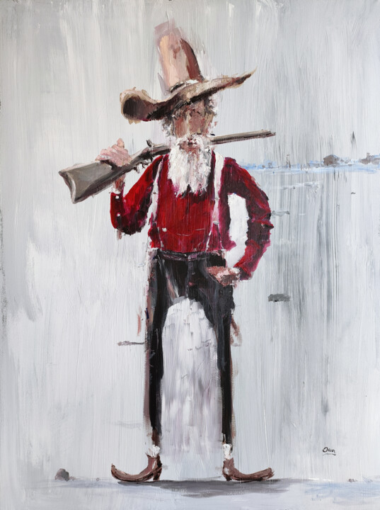 Painting titled "cartoon cowboy 3" by Oscar Alvarez, Original Artwork, Acrylic