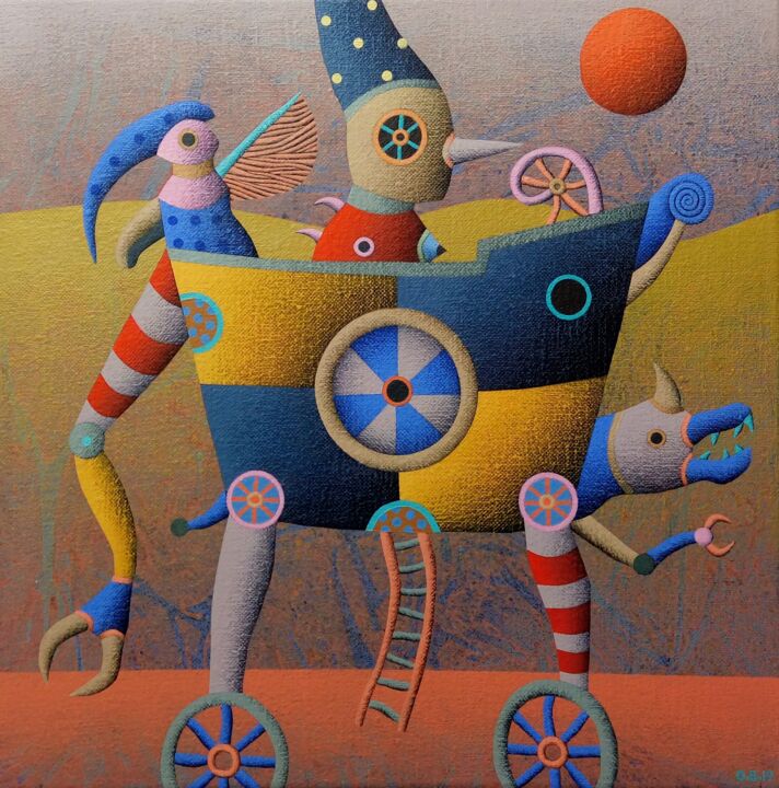 Картина под названием "Exploracion" - Oscar Barra, Подлинное произведение искусства, Акрил