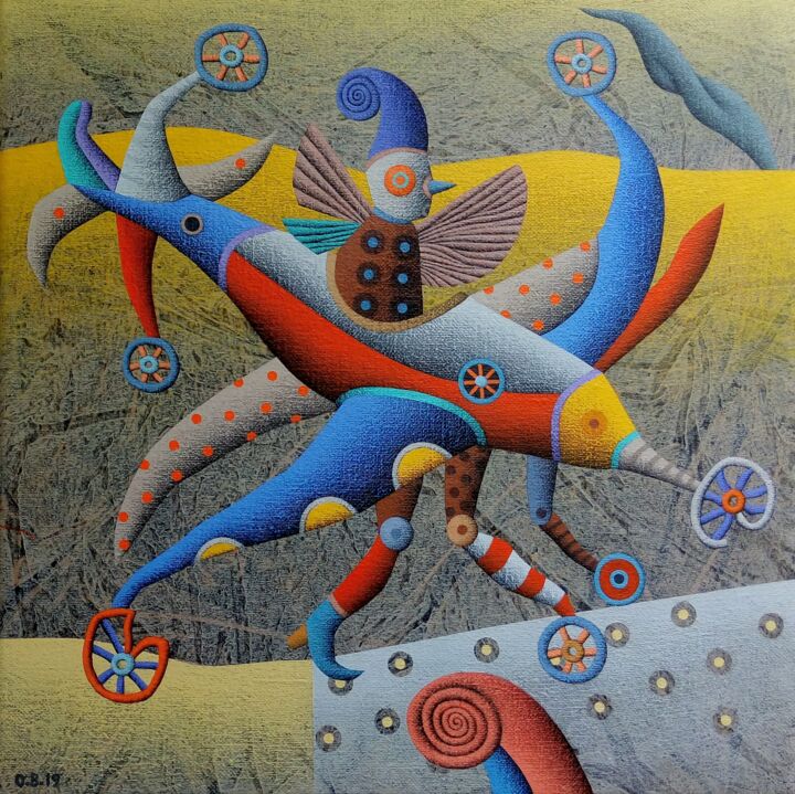 Painting titled "Vuelo Rasante" by Oscar Barra, Original Artwork, Acrylic