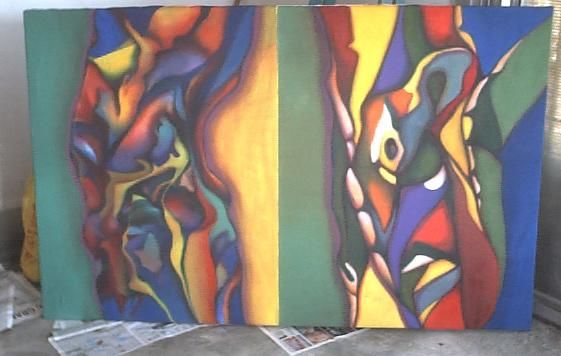 Painting titled "Abstraccion II" by Oscar Caputto Bruno (Pinturas), Original Artwork, Oil