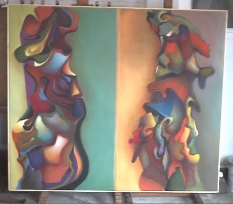 Pintura intitulada "Abstracción IV" por Oscar Caputto Bruno (Pinturas), Obras de arte originais, Óleo