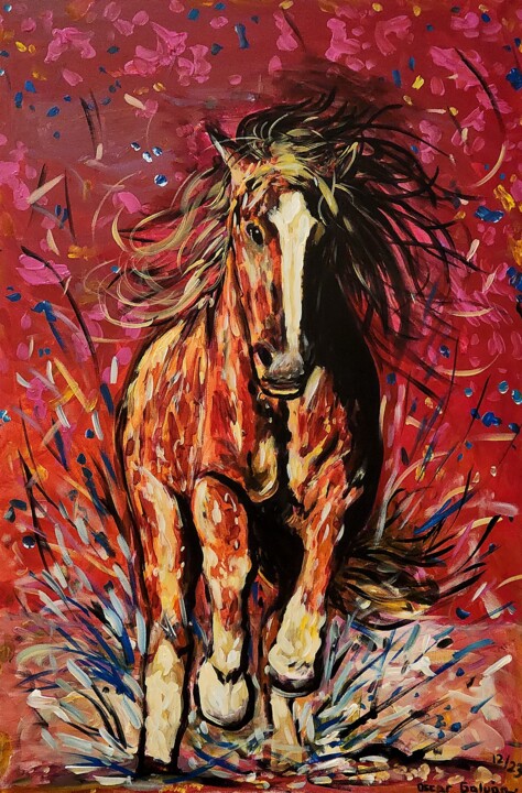 Painting titled "Libre" by Oscar Galvan, Original Artwork, Acrylic Mounted on Wood Stretcher frame