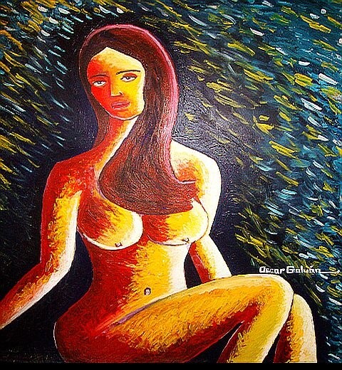 Painting titled "Nude Study #1" by Oscar Galvan, Original Artwork, Oil