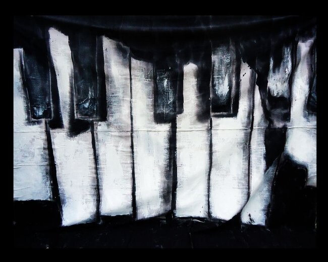 Malerei mit dem Titel "" Broken Piano Keys…" von Oscar Galvan, Original-Kunstwerk