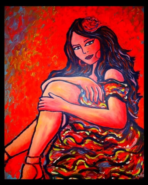 Peinture intitulée "flamenco_muenca.jpg" par Oscar Galvan, Œuvre d'art originale, Huile
