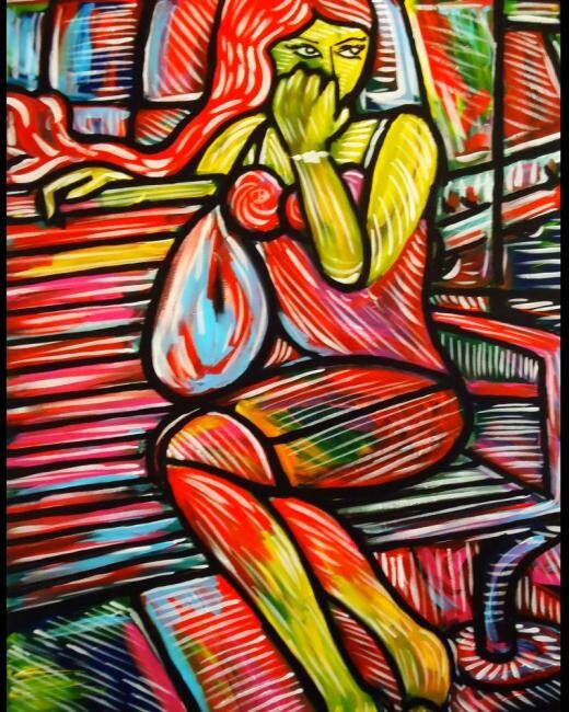 Painting titled "" Ansiosa "" by Oscar Galvan, Original Artwork, Oil