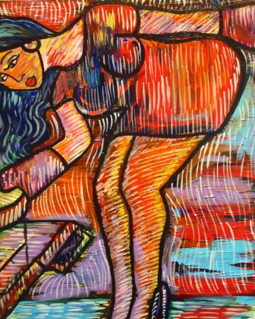 Pintura titulada ""Rocio en la concin…" por Oscar Galvan, Obra de arte original, Acrílico