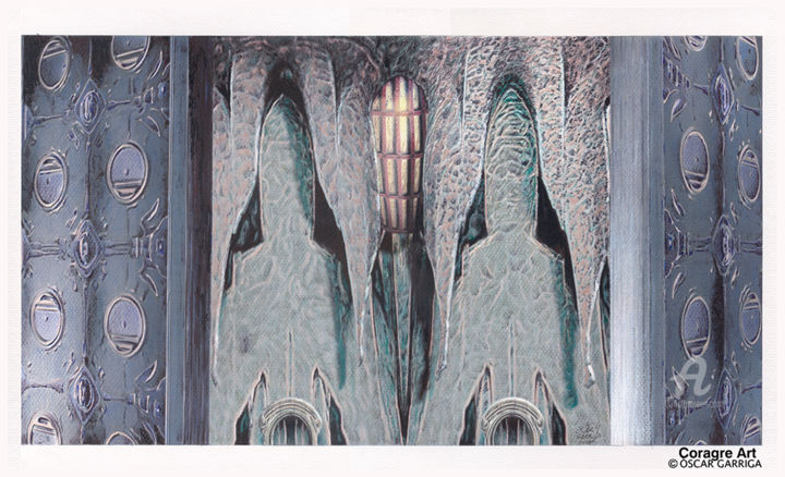 Dibujo titulada "R'lyeh" por Òscar Garriga (Coragre Art), Obra de arte original, Acuarela