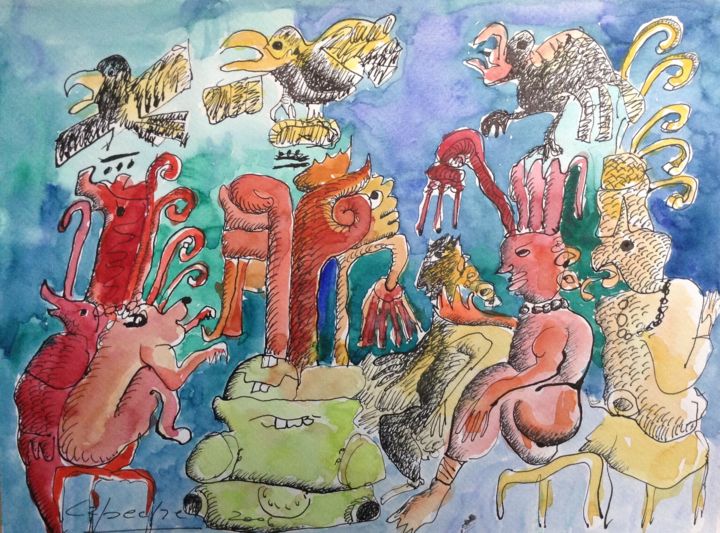 Pintura titulada "image16 mitos mayas…" por Capeche, Obra de arte original, Acrílico