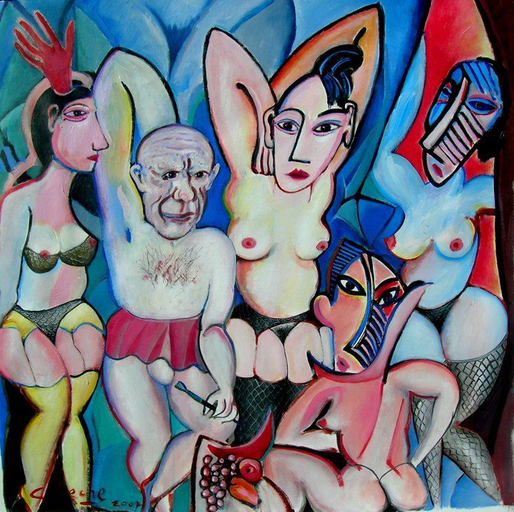 Painting titled "las-sen-oritas-de-a…" by Capeche, Original Artwork, Acrylic