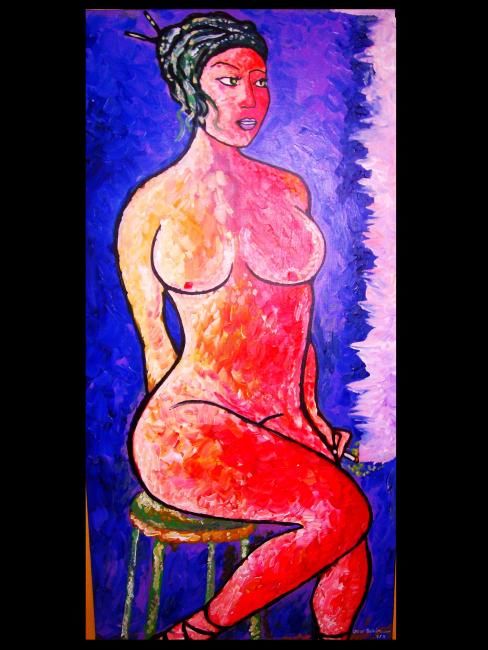 Painting titled "Modela Espaniola" by Oscar Galvan, Original Artwork