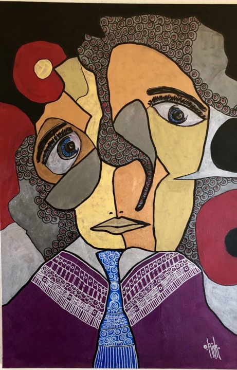 Painting titled "Einstein (Mixta/sob…" by Oscar Rizk, Original Artwork, Acrylic