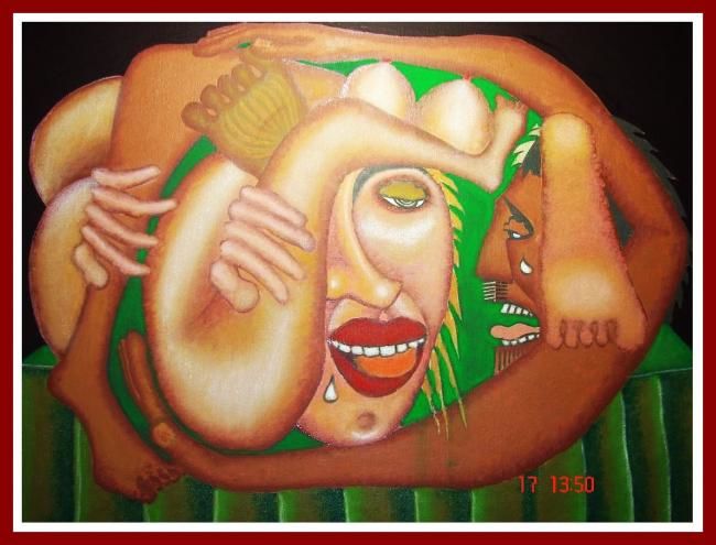 Painting titled "Sexo feróz." by Seraphyn, El Viejo Latinoamericano, Original Artwork, Oil