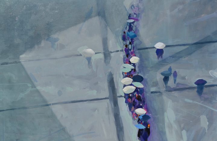 Malarstwo zatytułowany „Parapluies” autorstwa Oscar Torres Perez, Oryginalna praca, Olej