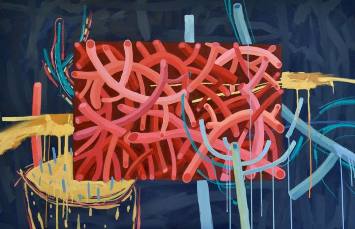 Картина под названием "Composition" - Oscar Torres Perez, Подлинное произведение искусства, Масло