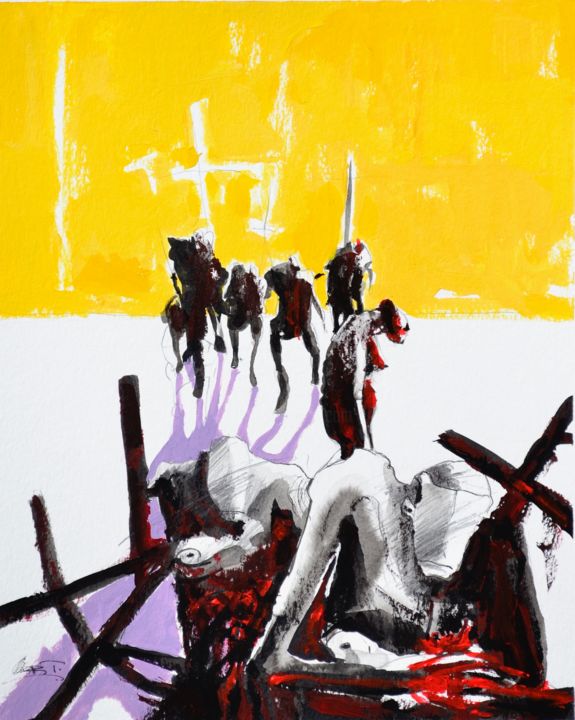 Картина под названием "Procesión" - Oscar Torres Perez, Подлинное произведение искусства, Акрил