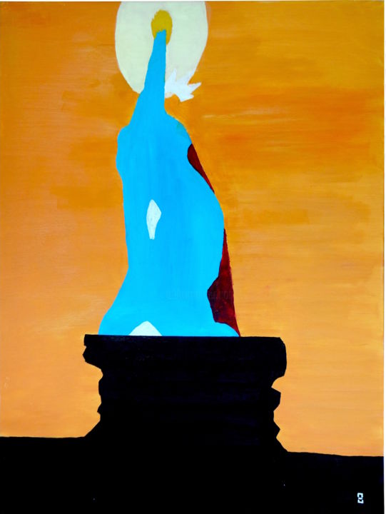 Pittura intitolato "American Sunset" da O. Schmidt, Opera d'arte originale, Olio