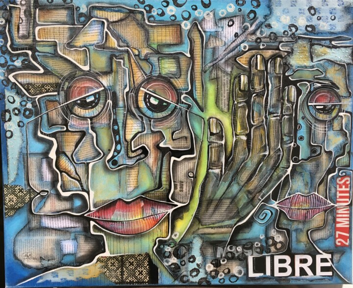 Schilderij getiteld "Libre… 27 minutes" door Oshawane, Origineel Kunstwerk, Acryl