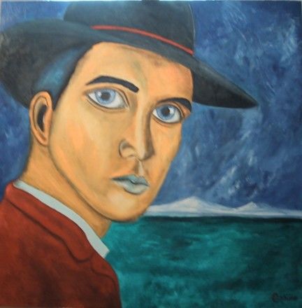 Painting titled "Uomo col cappello" by Oshiro, Original Art,