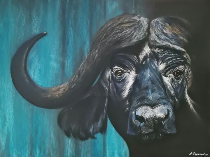 Картина под названием "Bull" - Алёна Ошкина, Подлинное произведение искусства, Пастель