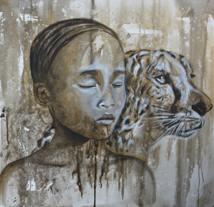 Malarstwo zatytułowany „Breath 1” autorstwa Osi, Oryginalna praca, Akryl Zamontowany na Drewniana rama noszy
