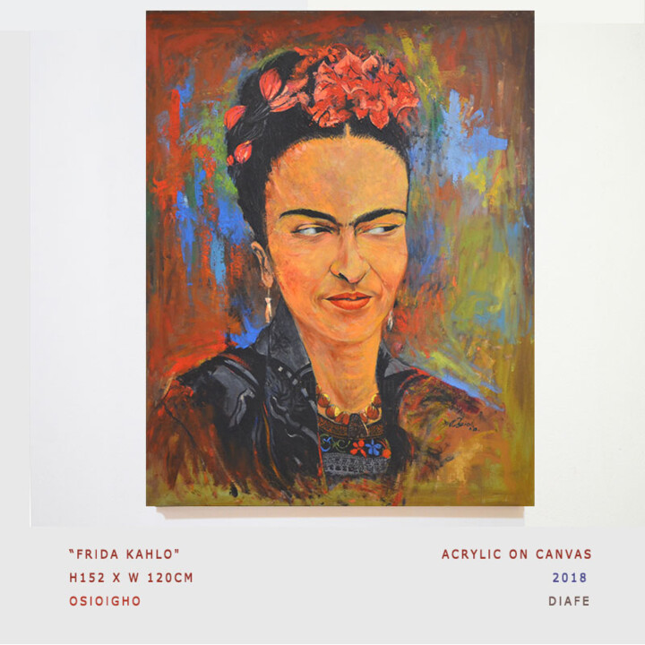 Ζωγραφική με τίτλο "Frida Kahlo" από Osio Diafe Signature Art Gallery, Αυθεντικά έργα τέχνης, Ακρυλικό