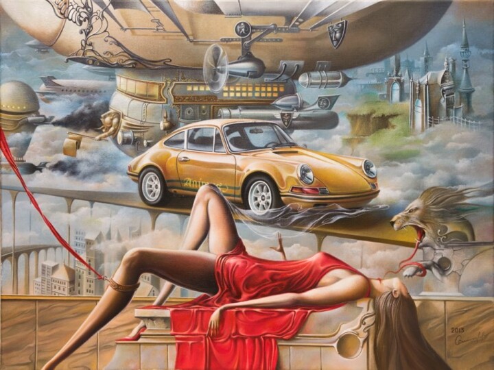 Peinture intitulée ""Taxi to the Altar…" par Osipoff Oleg, Œuvre d'art originale, Huile