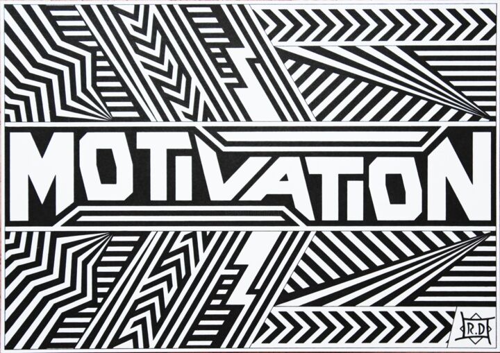 Dibujo titulada "Motivation 1" por Rail Davletshin, Obra de arte original, Pluma de gel