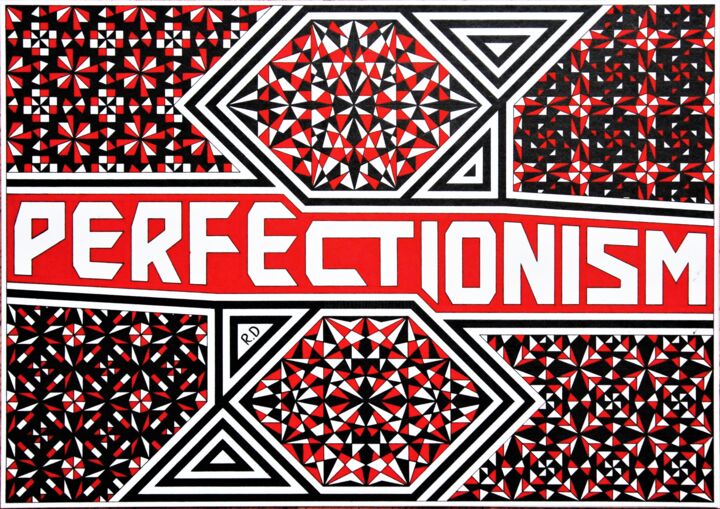 Drawing titled "Perfectionism 3" by Rail Davletshin, Original Artwork, Gel pen