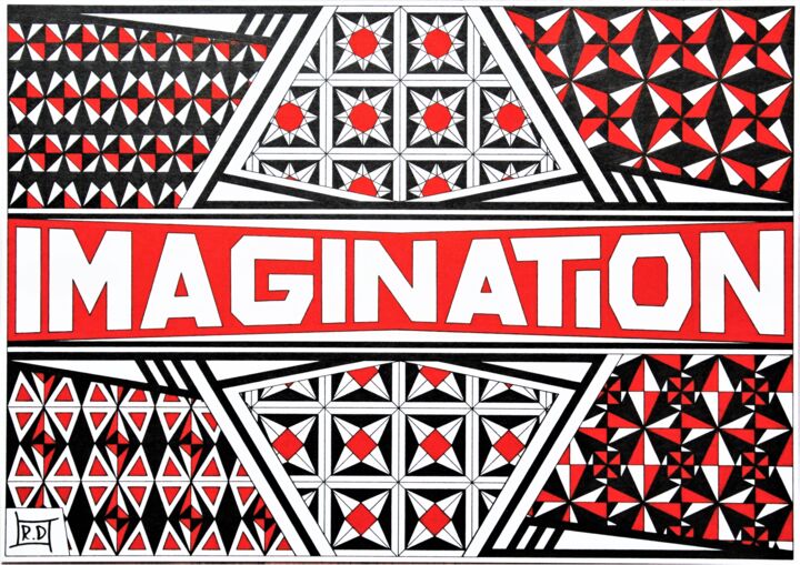 Рисунок под названием "Imagination 3" - Раиль Давлетшин, Подлинное произведение искусства, Гелевая ручка