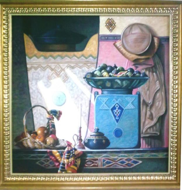 Painting titled "TABLE BERBER" by Bérbér, Original Artwork, Oil