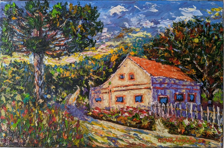 Painting titled "Paisagem paranaense" by Osmar Ropelatto, Original Artwork, Acrylic