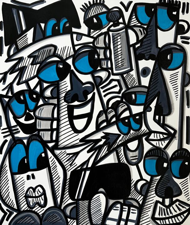 Painting titled "Le tagueur" by Osso Denis, Original Artwork, Marker Mounted on Wood Stretcher frame