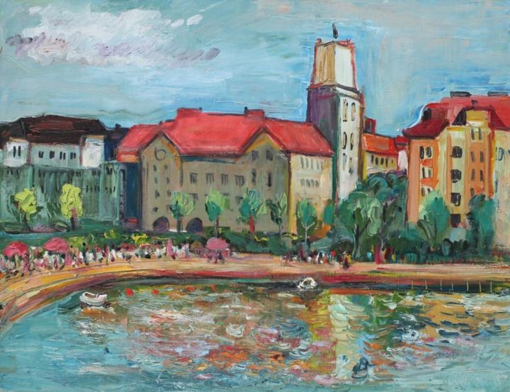 Painting titled "Helsinki Downtown" by Ostap Patyk, Original Artwork, Oil