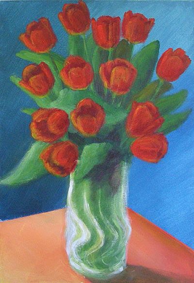 Painting titled "Tulips" by Edward Ostrovsky, Original Artwork, Other