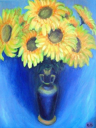 Painting titled "Sunflowers" by Edward Ostrovsky, Original Artwork, Other