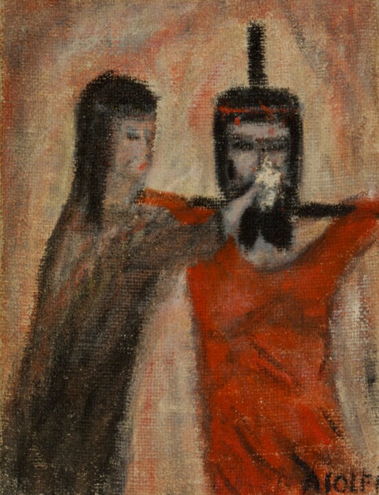 Pittura intitolato "6 - Veronica asciug…" da Osvaldo Aiolfi, Opera d'arte originale, Olio
