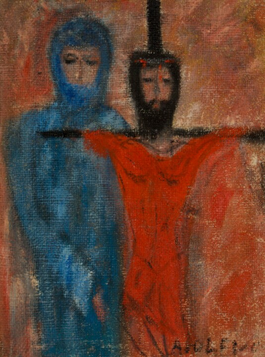 Pittura intitolato "13 - Maria accanto…" da Osvaldo Aiolfi, Opera d'arte originale, Olio