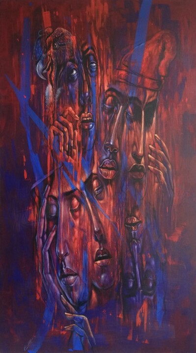 Картина под названием ""EN SURCOS DE DOLOR…" - Osvaldo Cantillo, Подлинное произведение искусства, Акрил Установлен на Дерев…