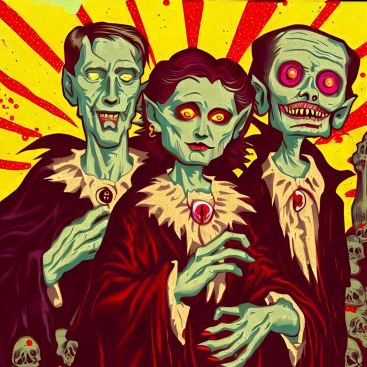 Artes digitais intitulada "VAMPYRES OF HALLOWE…" por Otis Porritt, Obras de arte originais, Pintura digital