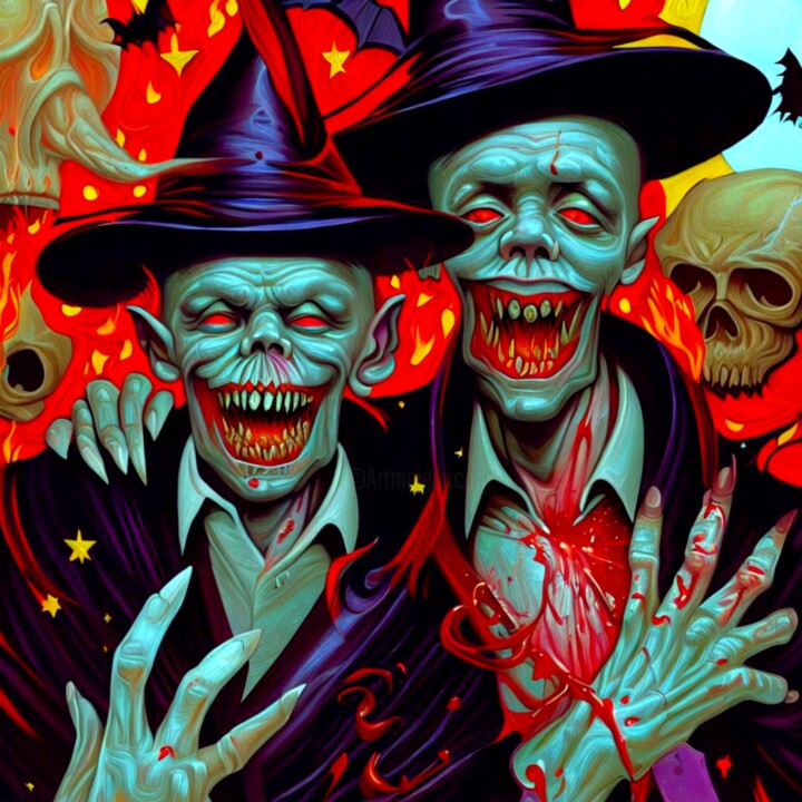 Artes digitais intitulada "VAMPYRES OF HALLOWE…" por Otis Porritt, Obras de arte originais, Trabalho Digital 2D