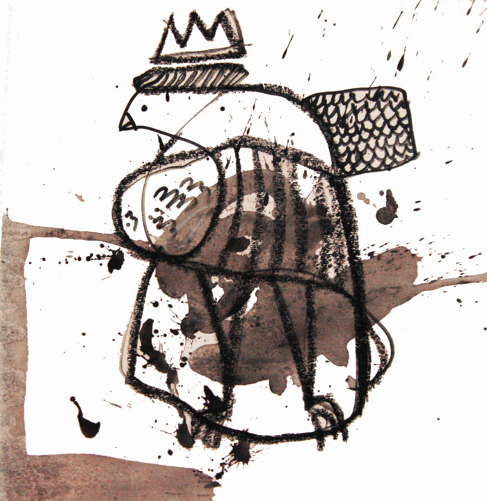 Tekening getiteld "royal bird" door Anastasia Isakova, Origineel Kunstwerk, Inkt